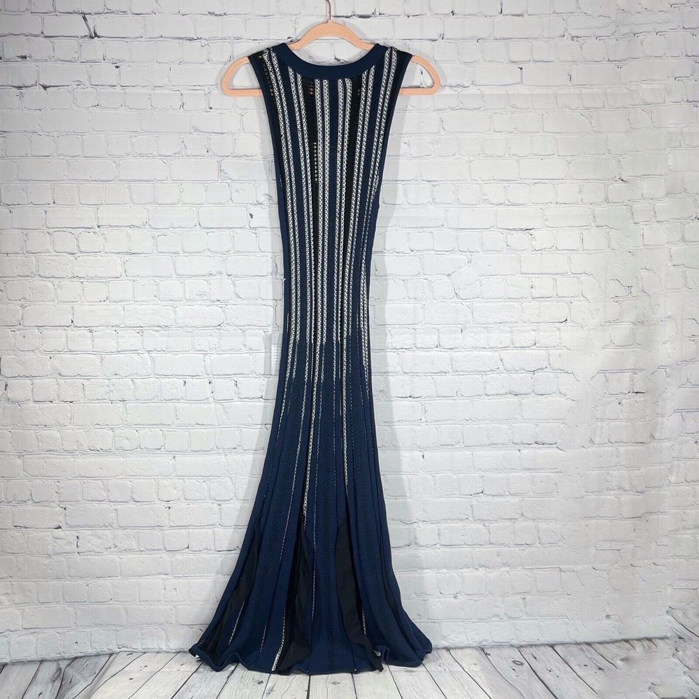 Harlyn Fit and Flare Dress Women’s Medium Navy Blue Sleeveless Open Knit Fit NWT - Picture 3 of 16